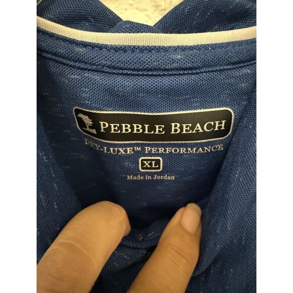 Pebble Beach Polo Shirt Mens XL Blue Heather DRY-LUXE Performance Golf Links - Picture 3 of 6